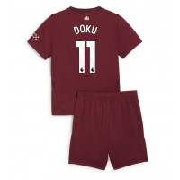 Maglia Calcio Manchester City Jeremy Doku #11 Terza Divisa Bambino 2024-25 Manica Corta (+ pantaloncini)